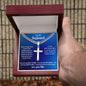 To My Husband | Personalized Cross Necklace with Cuban Link Style Chain