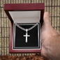 Mens Personalized Cross Necklace on Cuban Link Chain