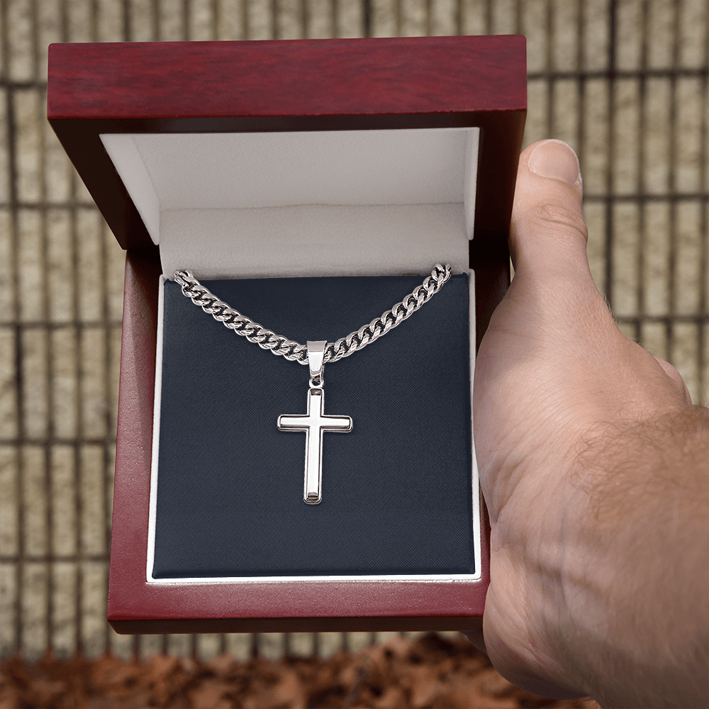 Personalized Gift, Gift for Him, Engraved Cross Necklace
