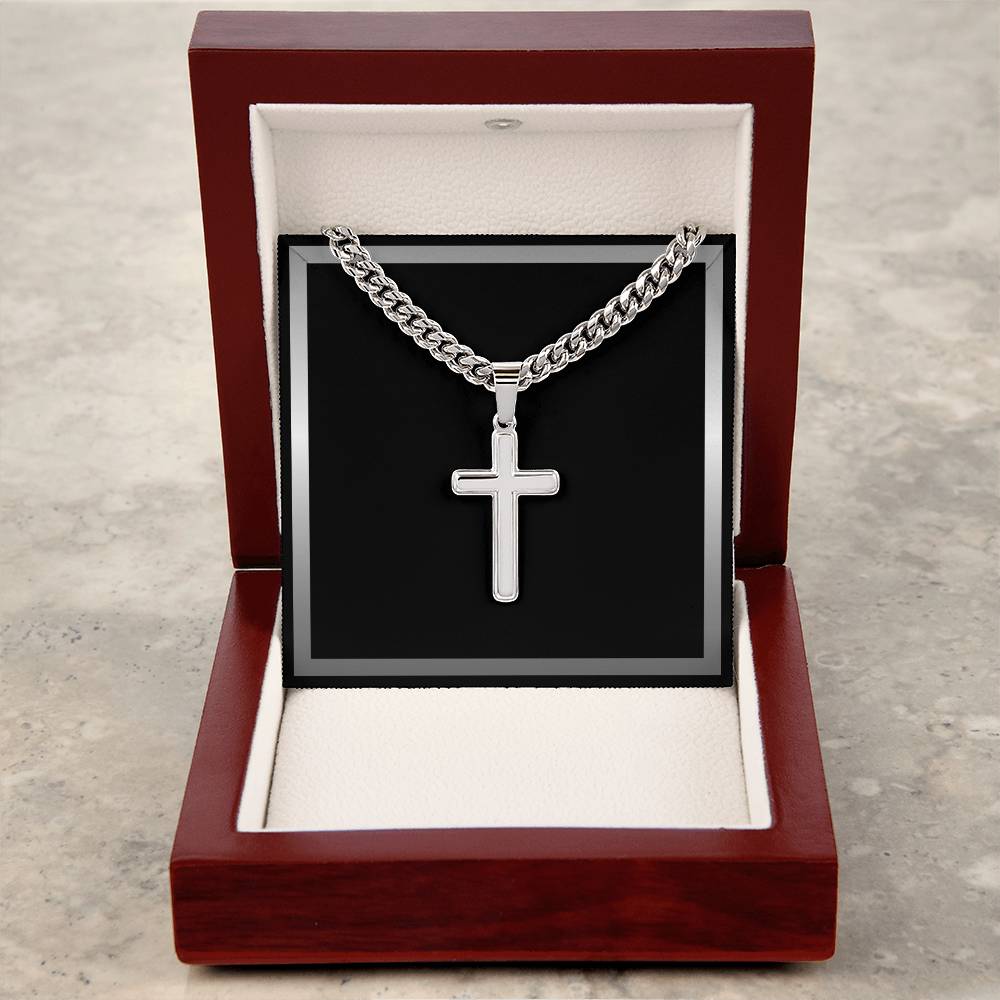 Mens Engraved Cross Necklace