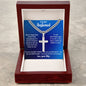To My Husband | Personalized Cross Necklace with Cuban Link Style Chain