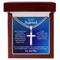 To My Husband | Personalized Cross Necklace with Cuban Link Style Chain