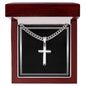 Mens Personalized Cross Necklace on Cuban Link Chain