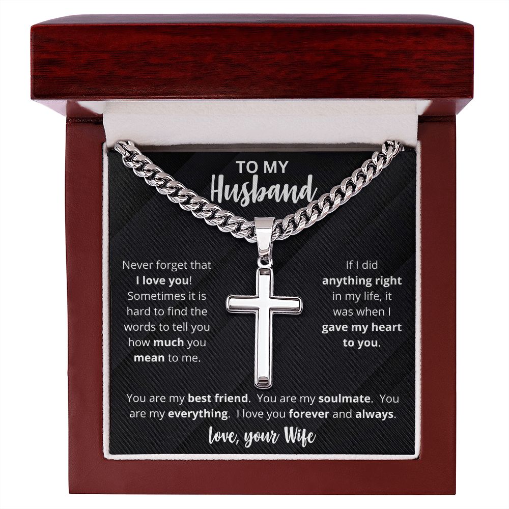 To My Husband | Personalized Stainless Steel Cross Necklace