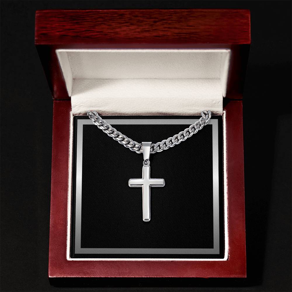 Men's Personalized Cross with Cuban Link Chain