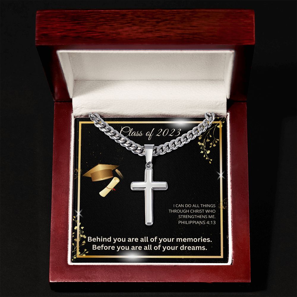 Class of 2023 | Graduation Gift for Him | Personalized Cross Necklace