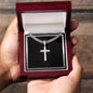 Mens Personalized Cross Necklace on Cuban Link Chain