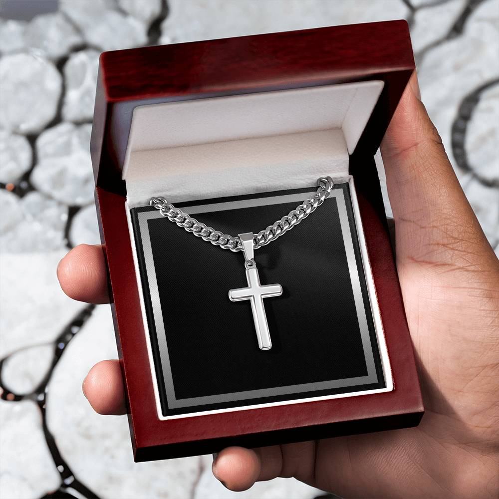Mens Engraved Cross Necklace