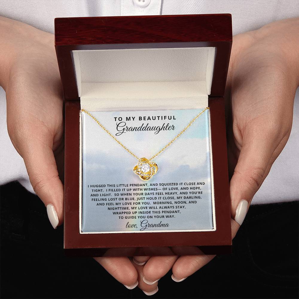 To My Granddaughter - Love Knot Necklace - 18k Yellow Gold Finish