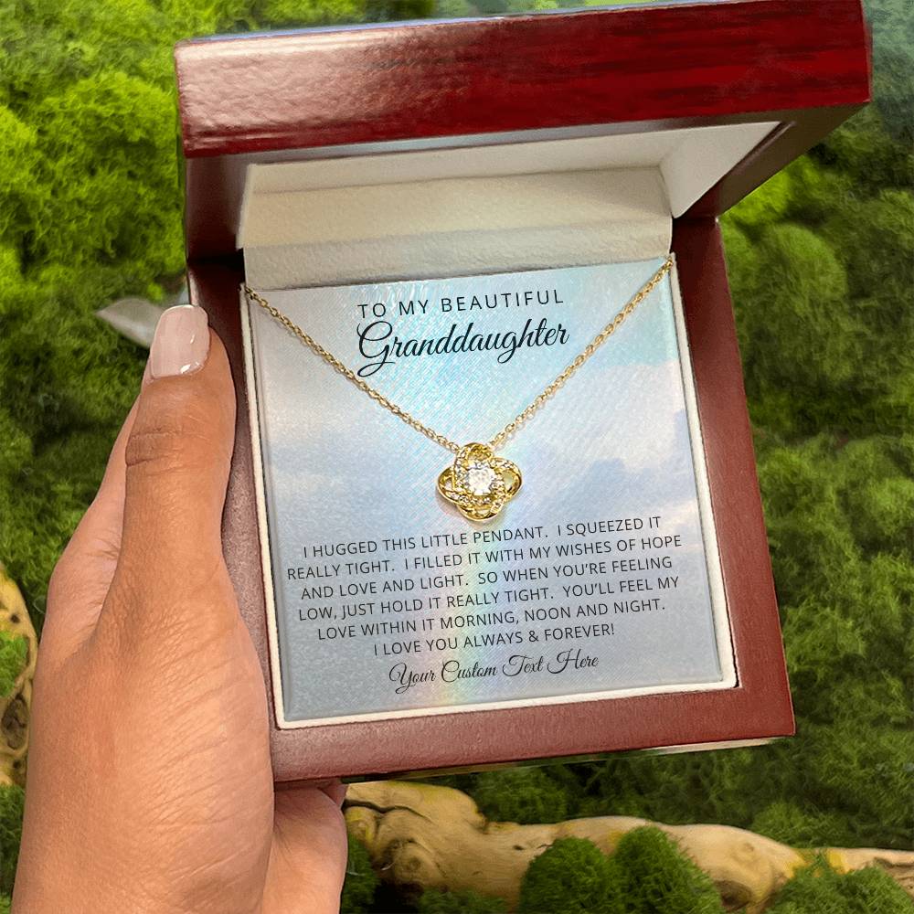 To My Beautiful Granddaughter - Love Knot Necklace - Personalized Message Card