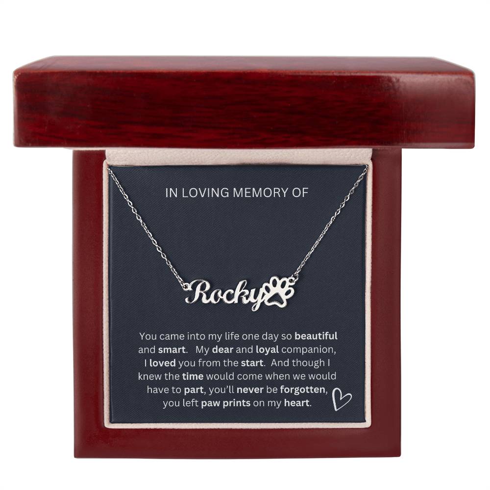 Dog Memorial Gift - Dog Name Necklace and Message Card with Poem