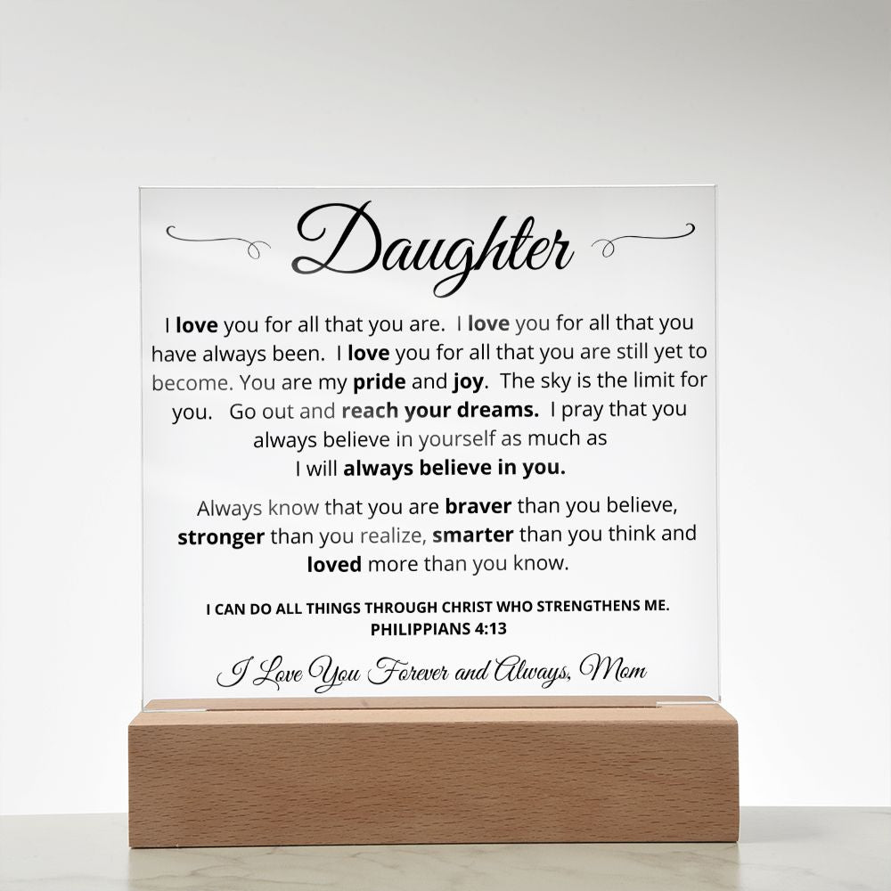 Gift for Daughter from Mom | I Believe in You | Acrylic Plaque with LED base