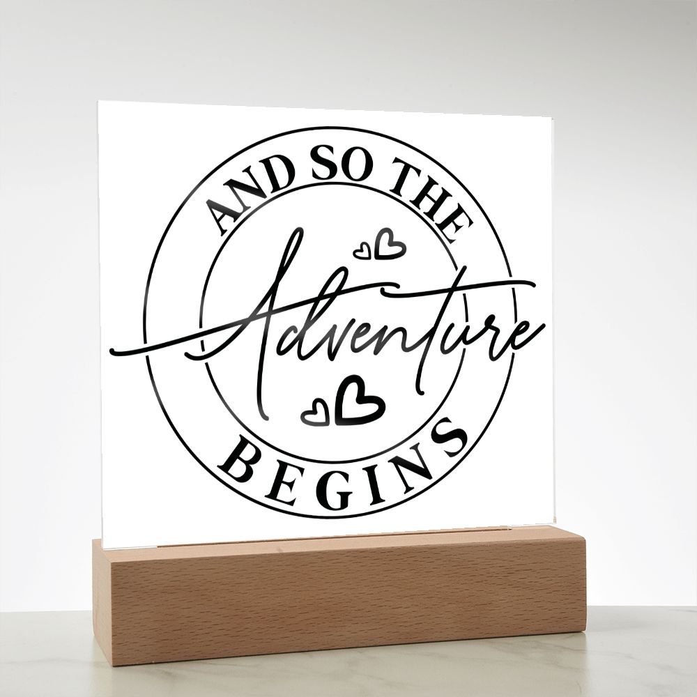 Adventure | Custom Sign | Acrylic Plaque with LED Base