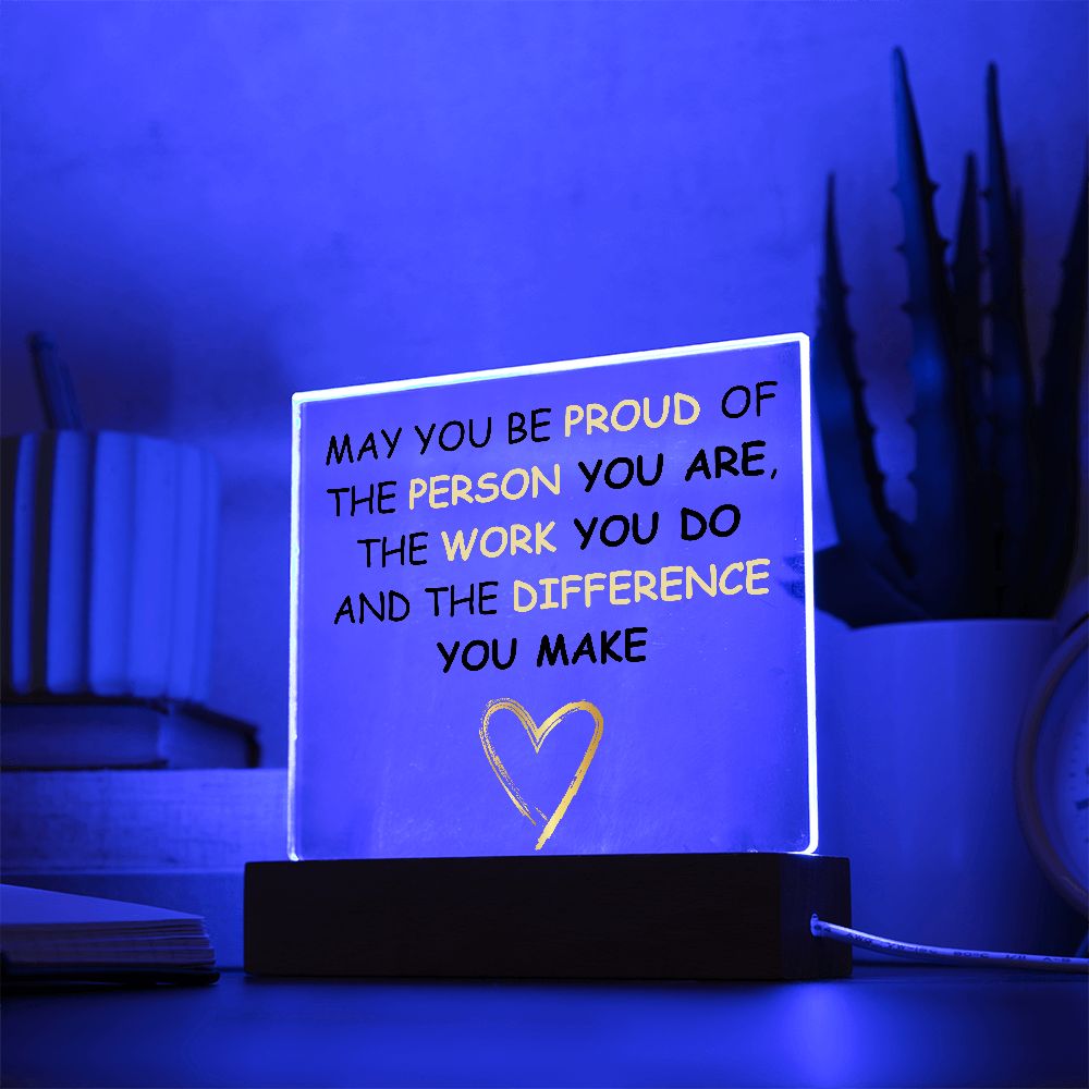 Employee Gift | Thank You Gift | Acrylic Plaque with LED Base