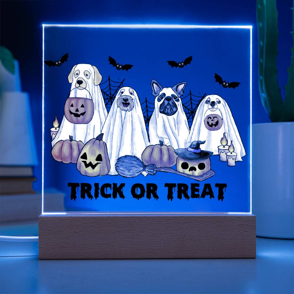 Funny Halloween Decor Indoor | Acrylic LED Night Light | Dog Pumpkin Ghost Graphic