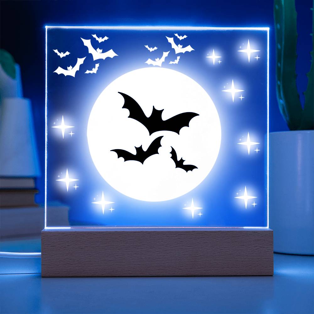 Bat Moon Halloween Decor | Acrylic Night Light