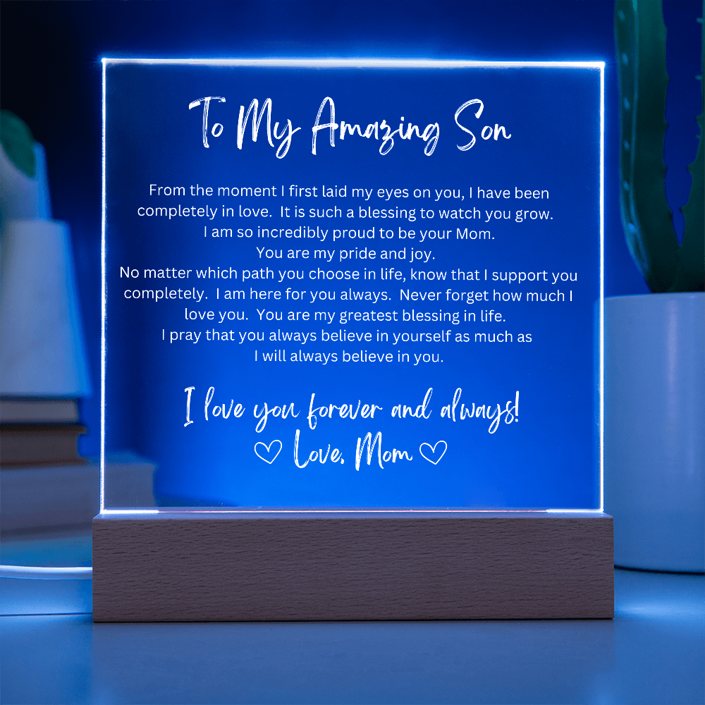 To My Amazing Son - Printed Acrylic - LED Base