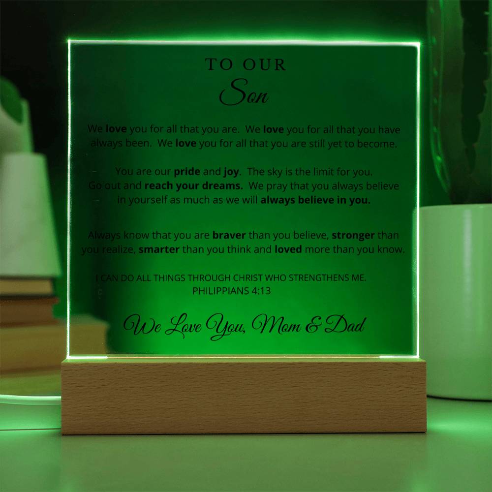 To Our Son - Printed Acrylic Plaque - We Believe in You