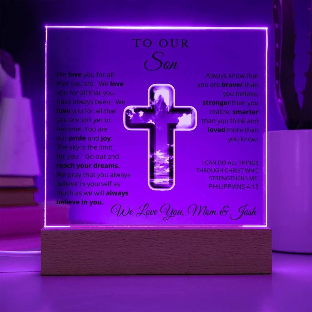 Custom to our son acrylic- Mom and Josh
