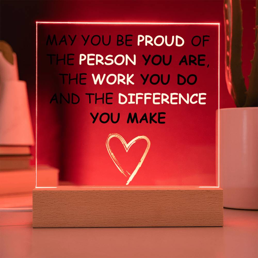 Employee Gift | Thank You Gift | Acrylic Plaque with LED Base