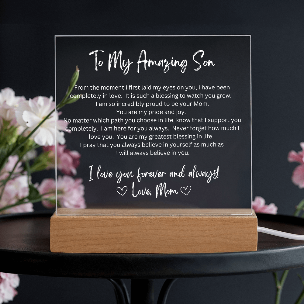 To My Amazing Son - Printed Acrylic - LED Base