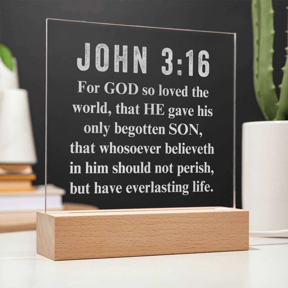 Engraved Acrylic Plaque - John 3:16