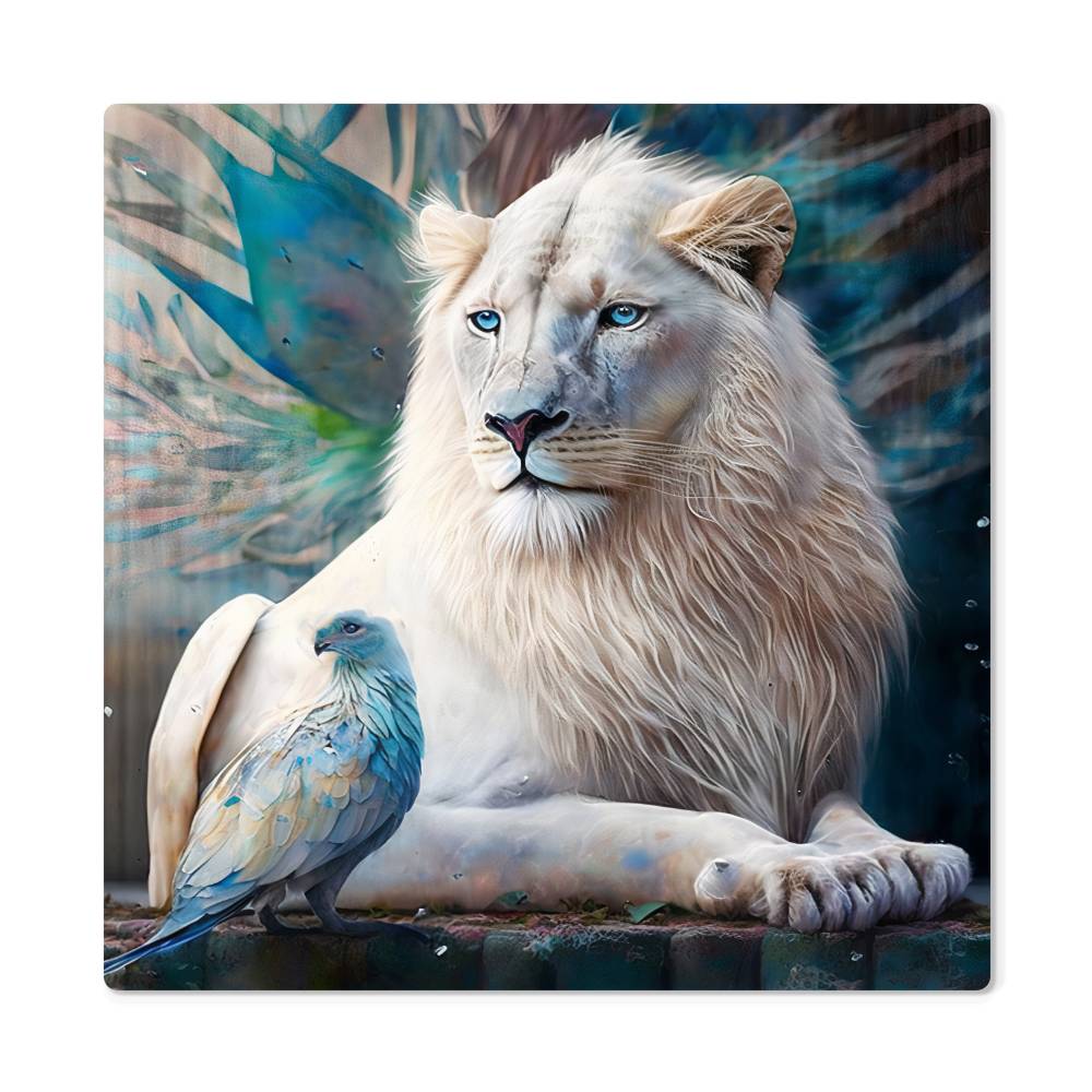 Bojo White Lion - Metal Print