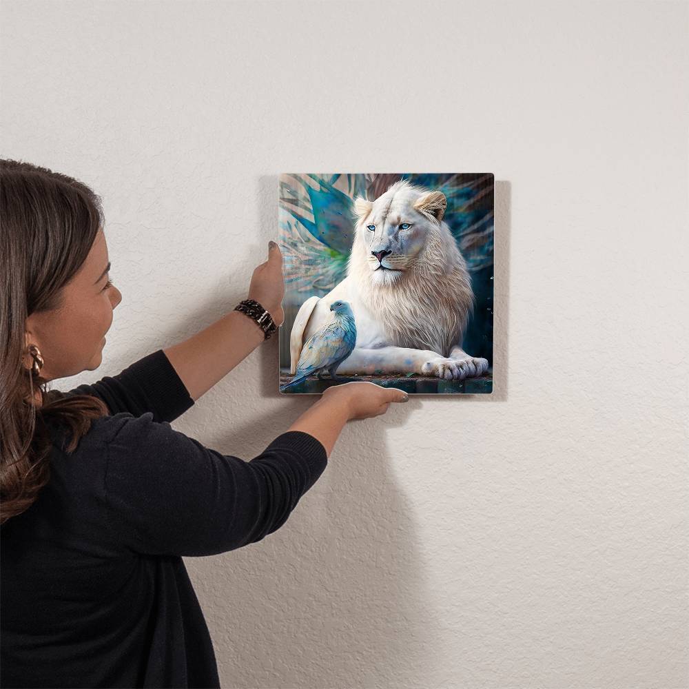 Bojo White Lion - Metal Print