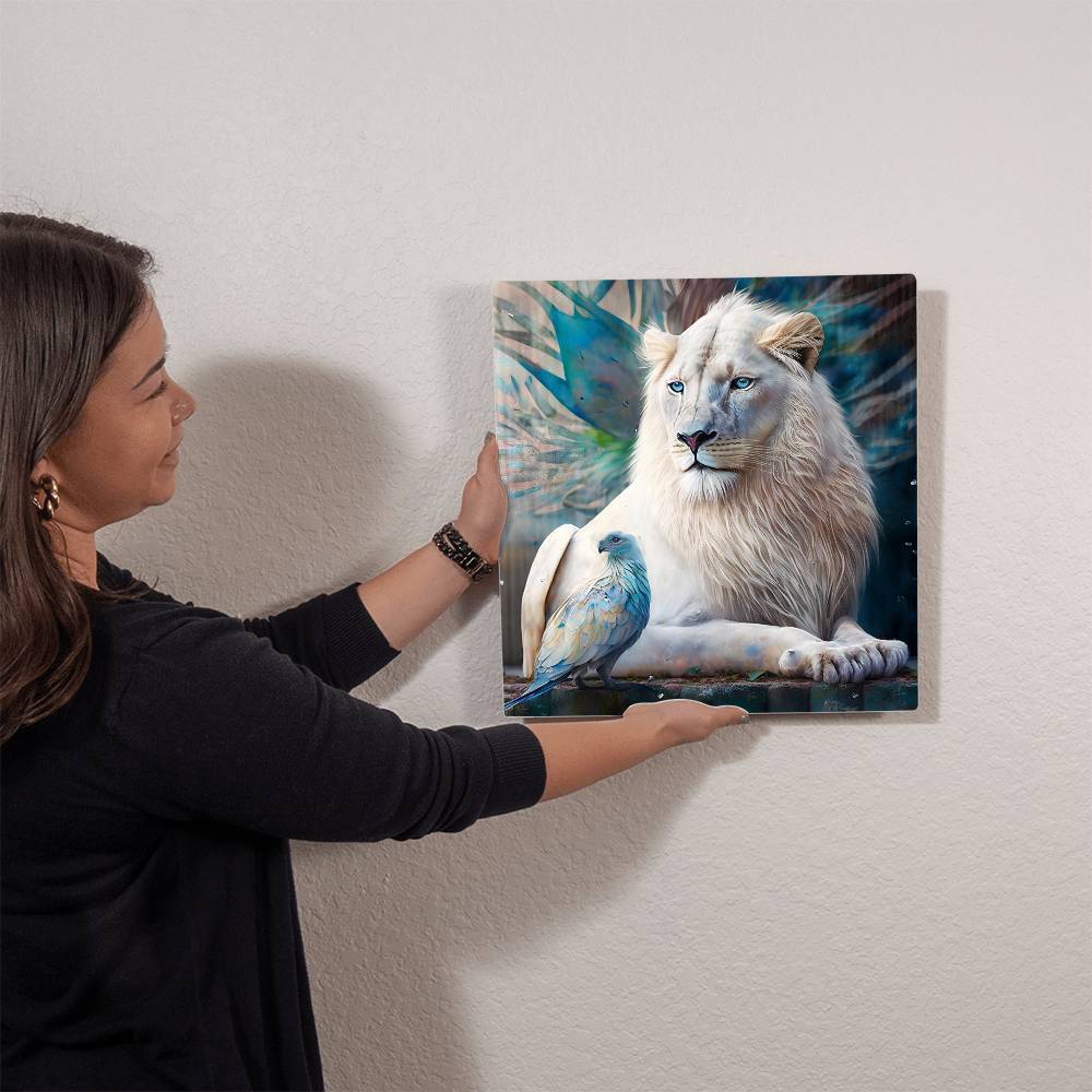 Bojo White Lion - Metal Print