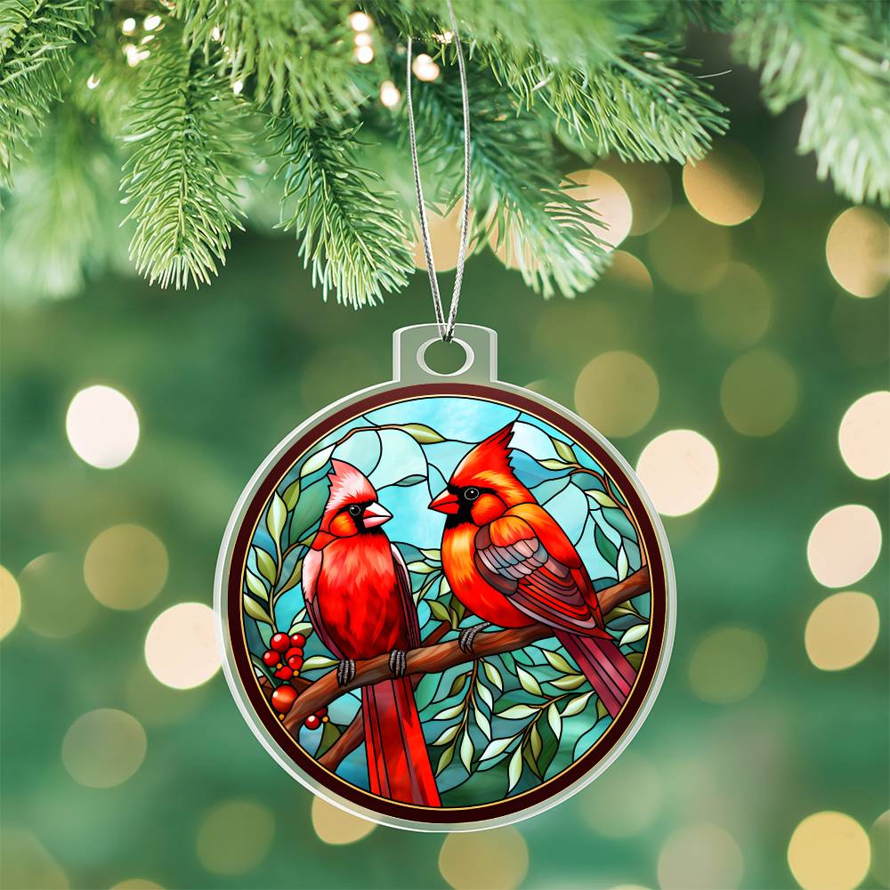 Cardinal Christmas Ornament - Stained Glass Style