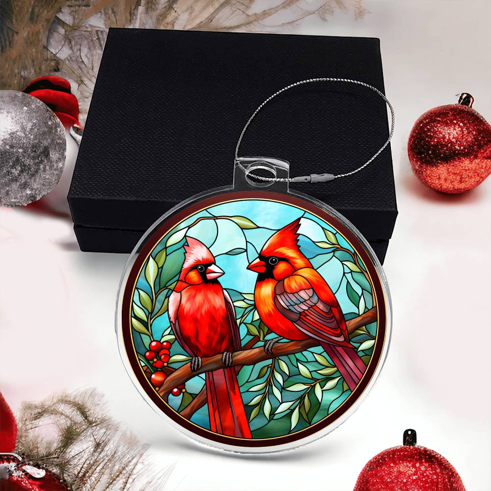 Cardinal Christmas Ornament - Stained Glass Style