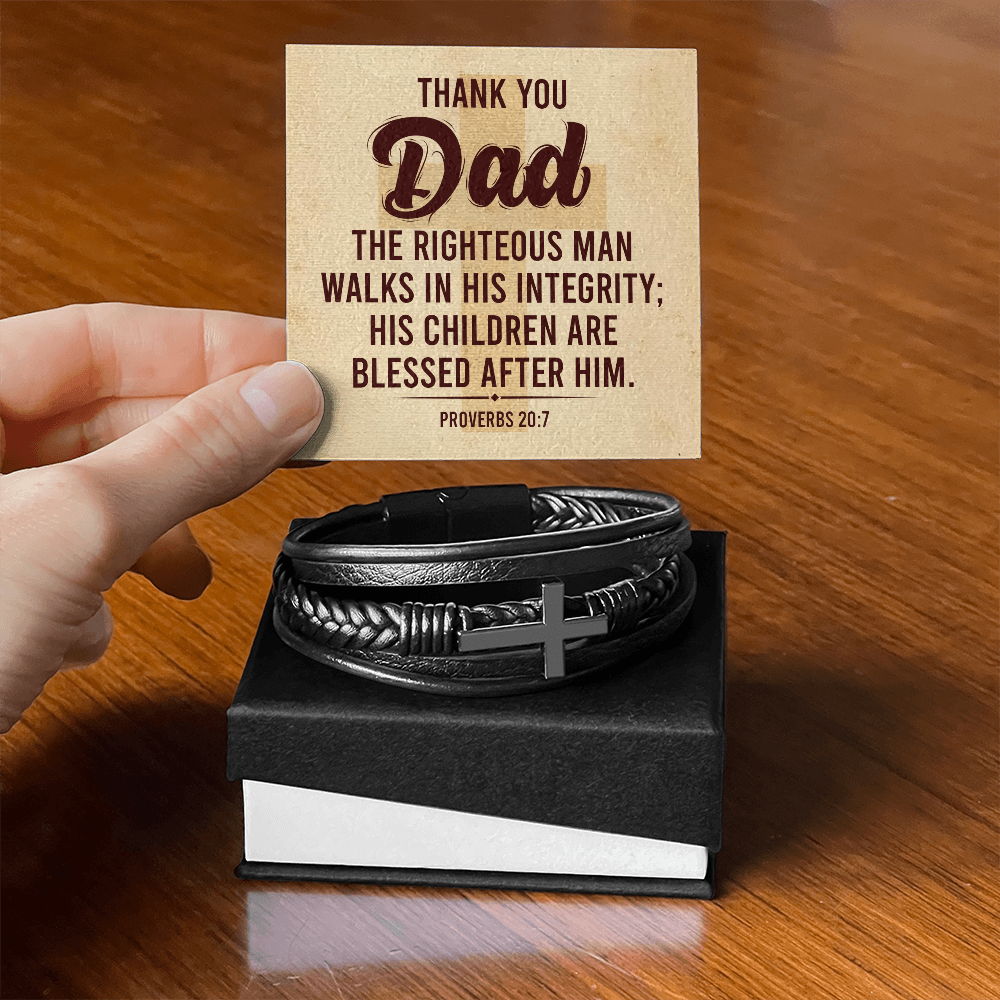 Thank You Dad - Proverbs 20:7 - Cross Bracelet