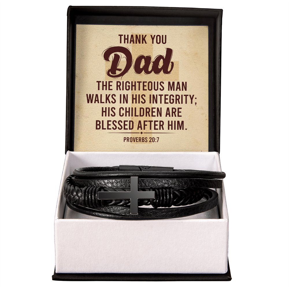 Thank You Dad - Proverbs 20:7 - Cross Bracelet