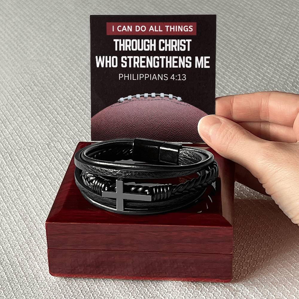 I Can Do All Things Cross Bracelet with Message Card and Gift Box