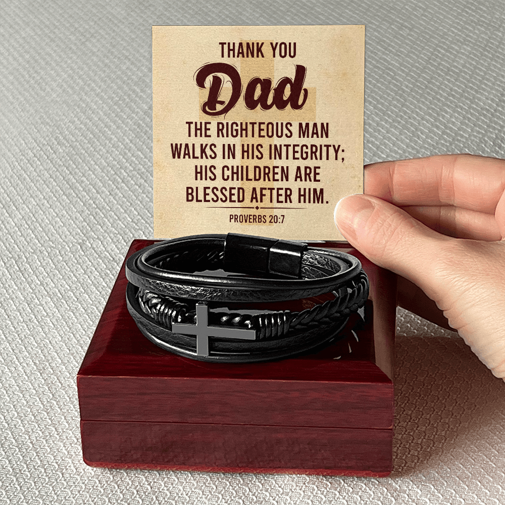 Thank You Dad - Proverbs 20:7 - Cross Bracelet