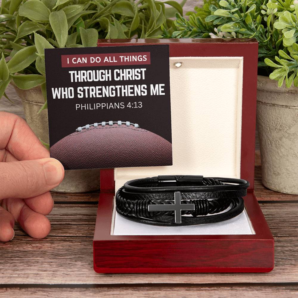 I Can Do All Things Cross Bracelet with Message Card and Gift Box