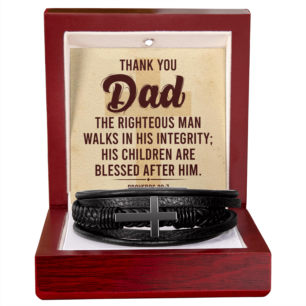 Thank You Dad - Proverbs 20:7 - Cross Bracelet