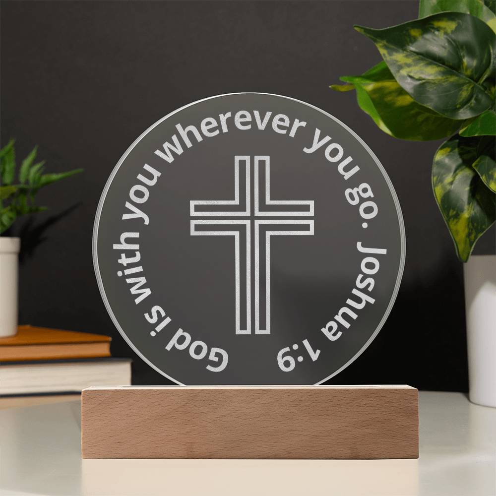 Engraved Acrylic Plaque - LED Nightlight - God Is With You