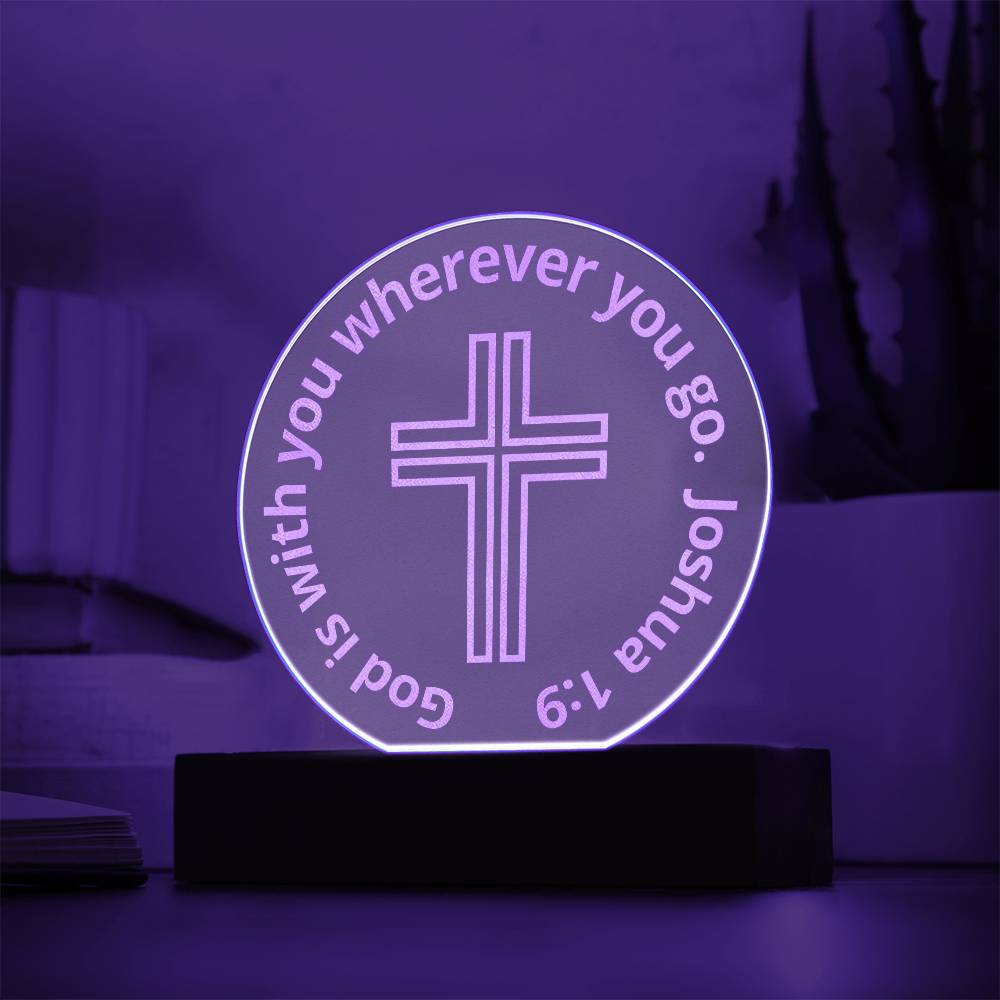Engraved Acrylic Plaque - LED Nightlight - God Is With You
