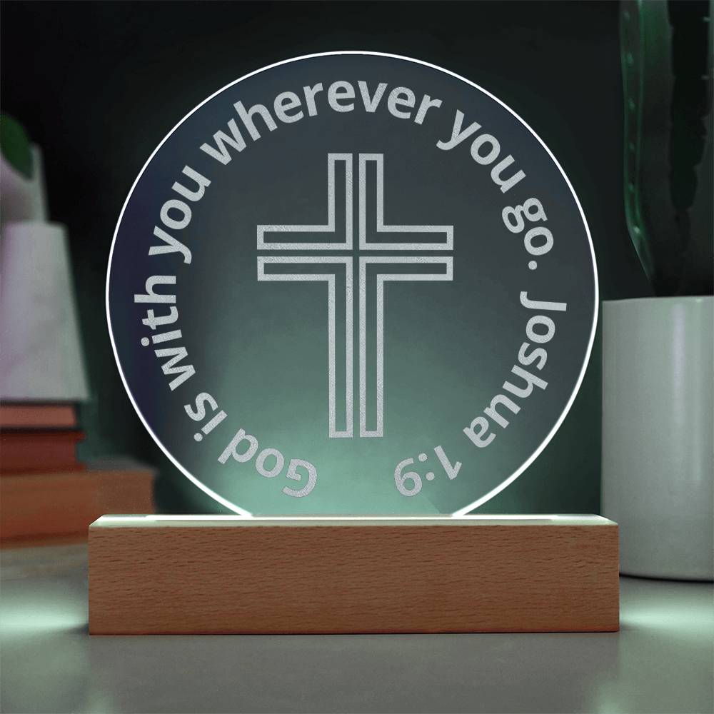 Engraved Acrylic Plaque - LED Nightlight - God Is With You