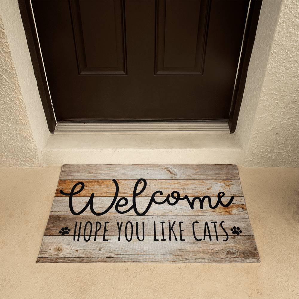 Door Mat Funny - Welcome hope you like cats