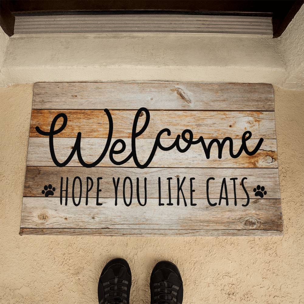 Door Mat Funny - Welcome hope you like cats