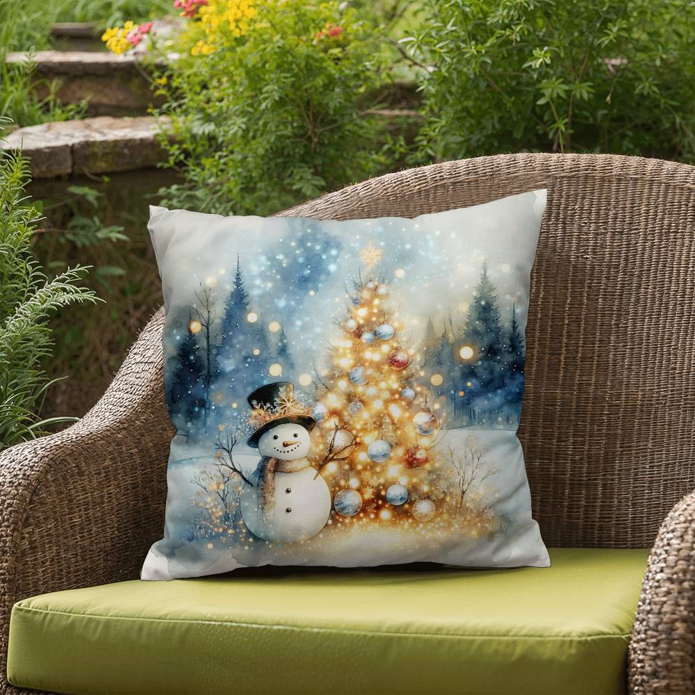 Christmas Pillow - Snowman Christmas Tree Design