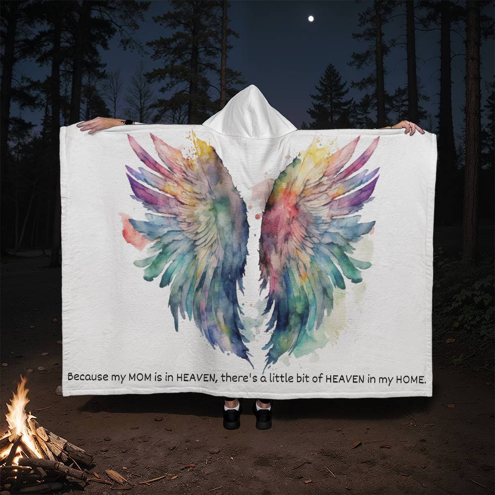 Mom Remembrance Blanket | Hooded Blanket | Mom in Heaven | Angel Wings