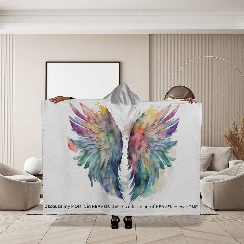 Mom Remembrance Blanket | Hooded Blanket | Mom in Heaven | Angel Wings