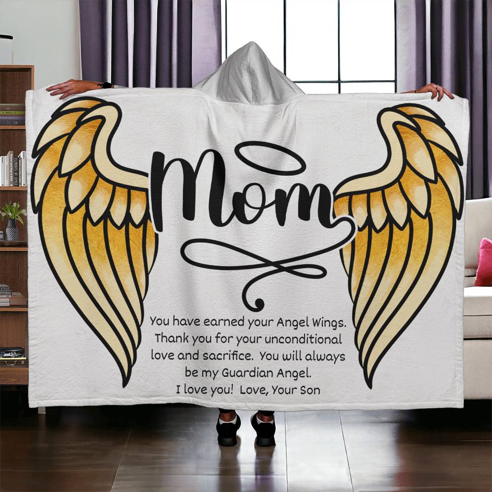 Mom Blanket from Son | Angel Wings | Hooded Blanket