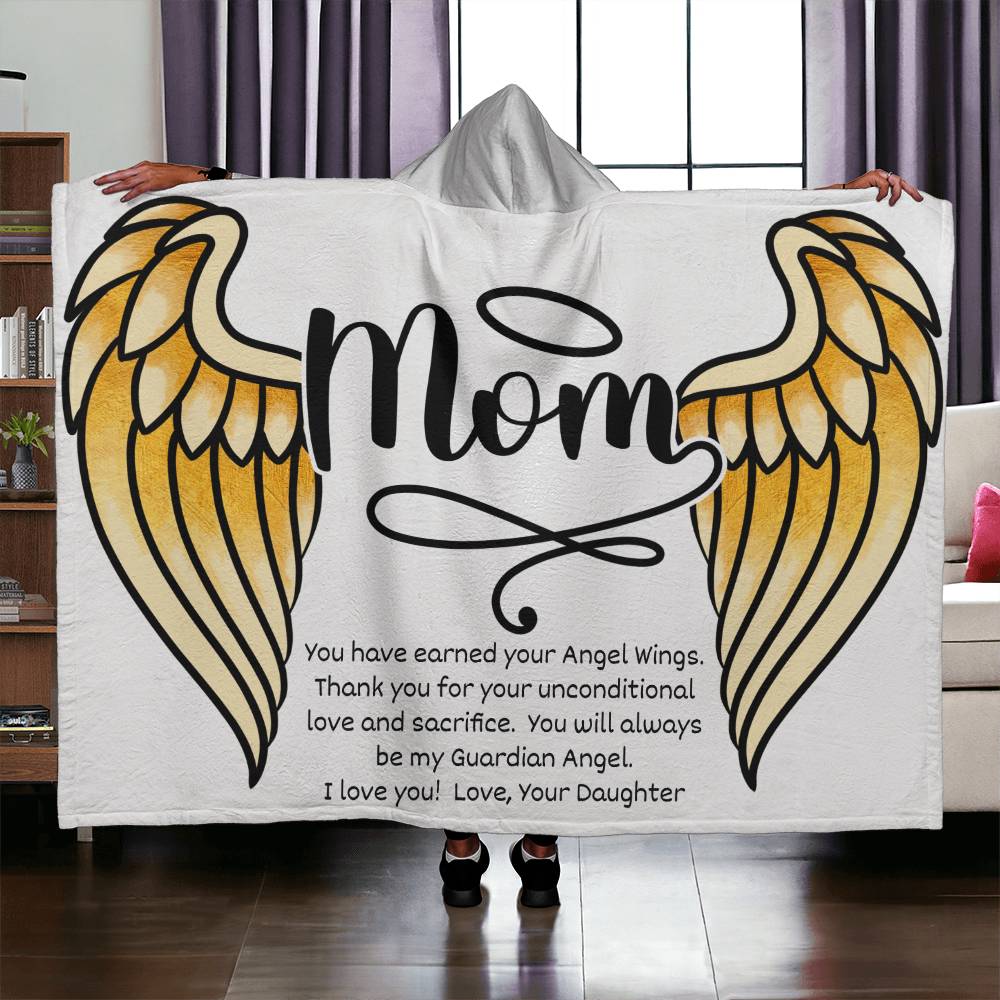 Mom Blanket from Daughter | Angel Wings | Hooded Blanket