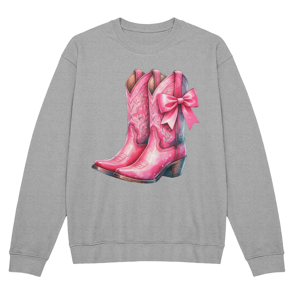 Western Sweatshirt - Pink Cowgirl Boots - Chinoiserie Coquette
