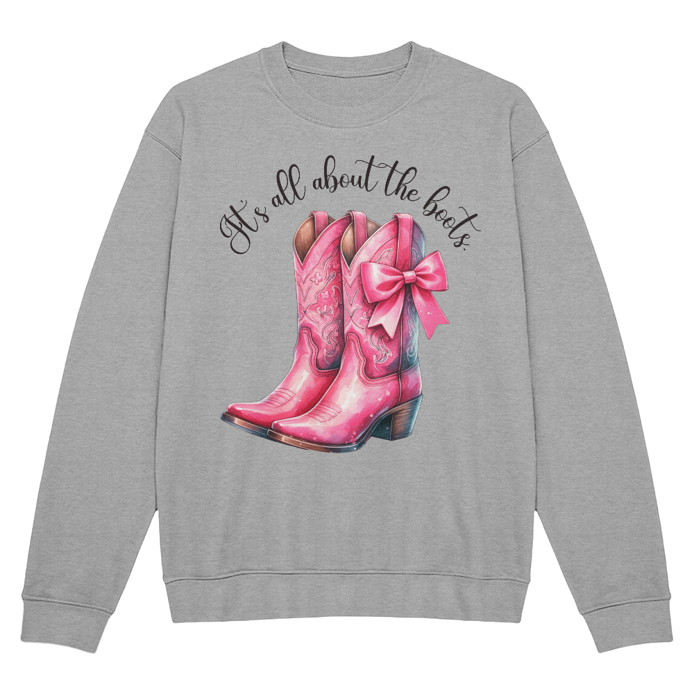 Western Sweatshirt - Pink Cowgirl Boots - It's all about the Boots - Chinoiserie Coquette