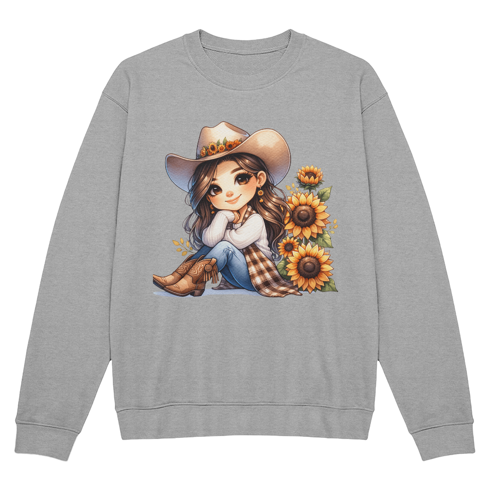 Western Sweatshirt - Cowgirl with Sunflowers Sweatshirt